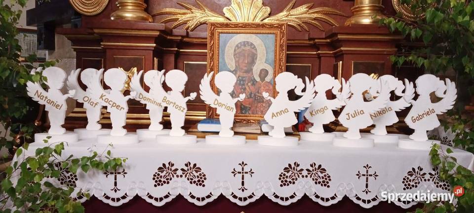 Aniołek z sercem imię dekoracja Pierwsza Komunia Dekoracje i ozdoby Dobrzyca