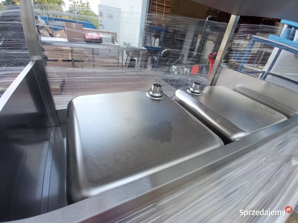 Stół z 2 zlewamiL bez ryflowania półka 240x80x90 Gastronomia Wrocław