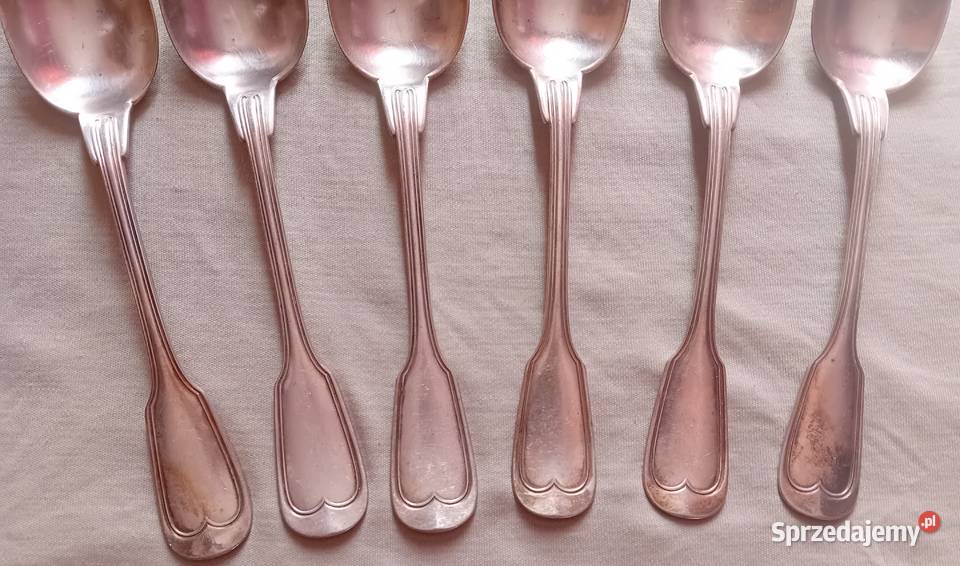 Komplet 6 platerowanych łyżek stołowych Gustaw wielkopolskie Koźminek