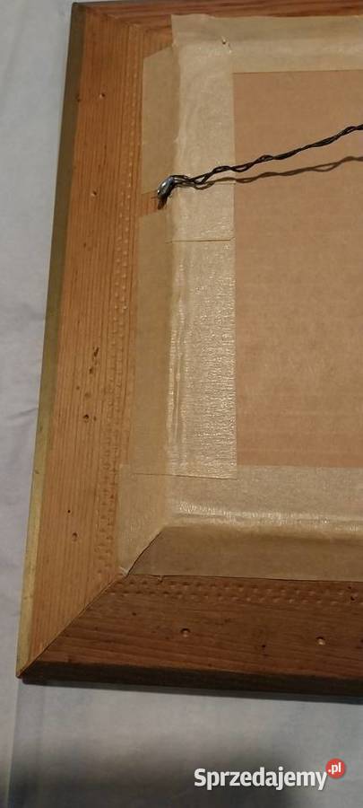 Obraz pejzażowy w bogatej złoconej ramie styl Ciechocinek