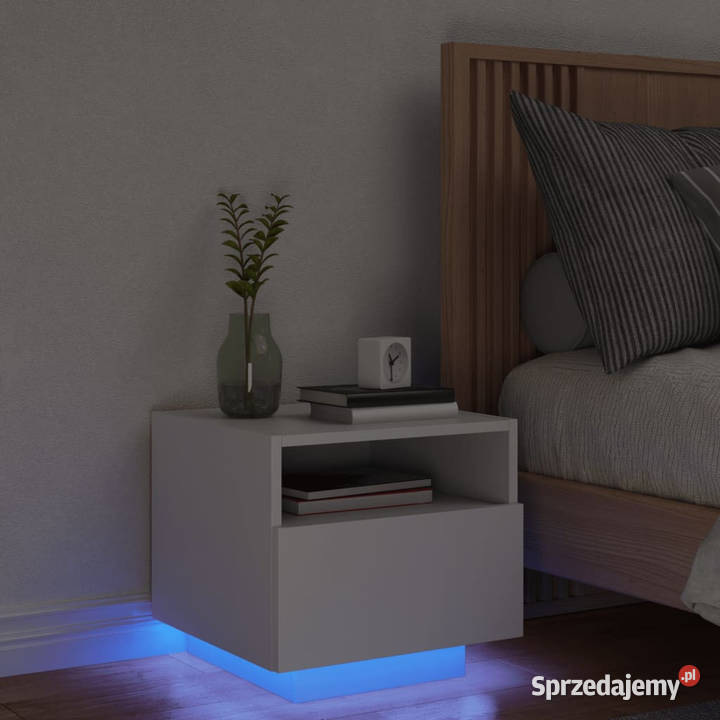 Szafka nocna z podświetleniem LED biała 40x39x37 mazowieckie Warszawa