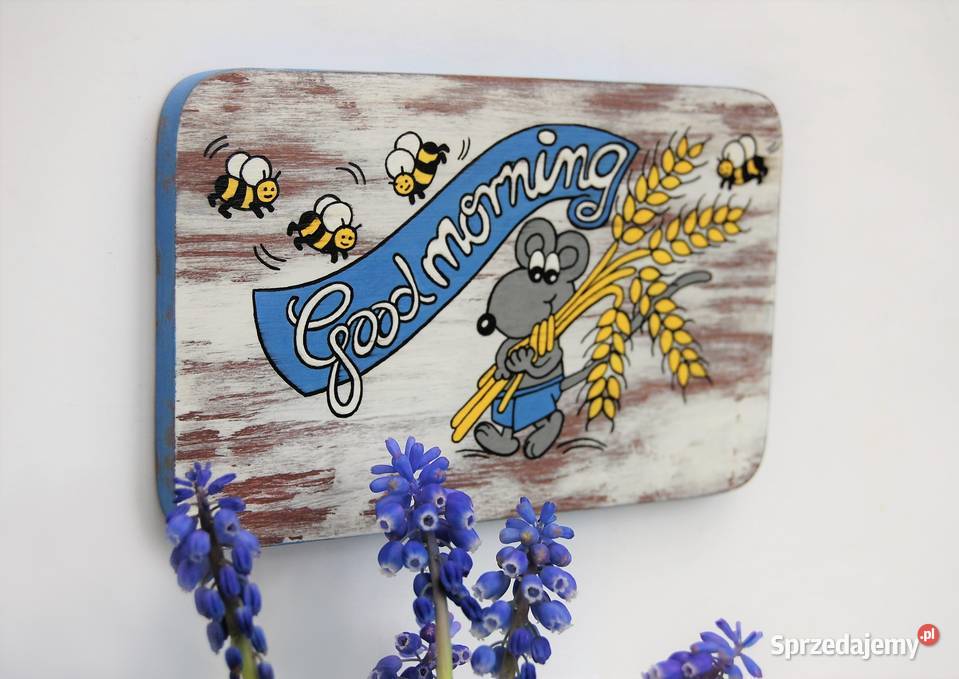 Good Morning ręcznie malowana zawieszka drewno Dekoracje i ozdoby lubelskie Lublin