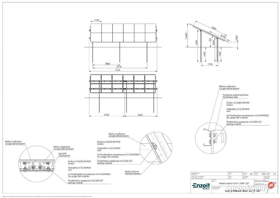 Konstrukcja gruntowa wbijana fotowoltaika 2x6 Lublin
