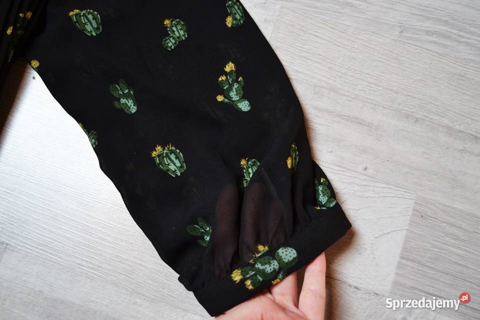 Sukienka Zara L czarna plisowana kaktusy print Płock