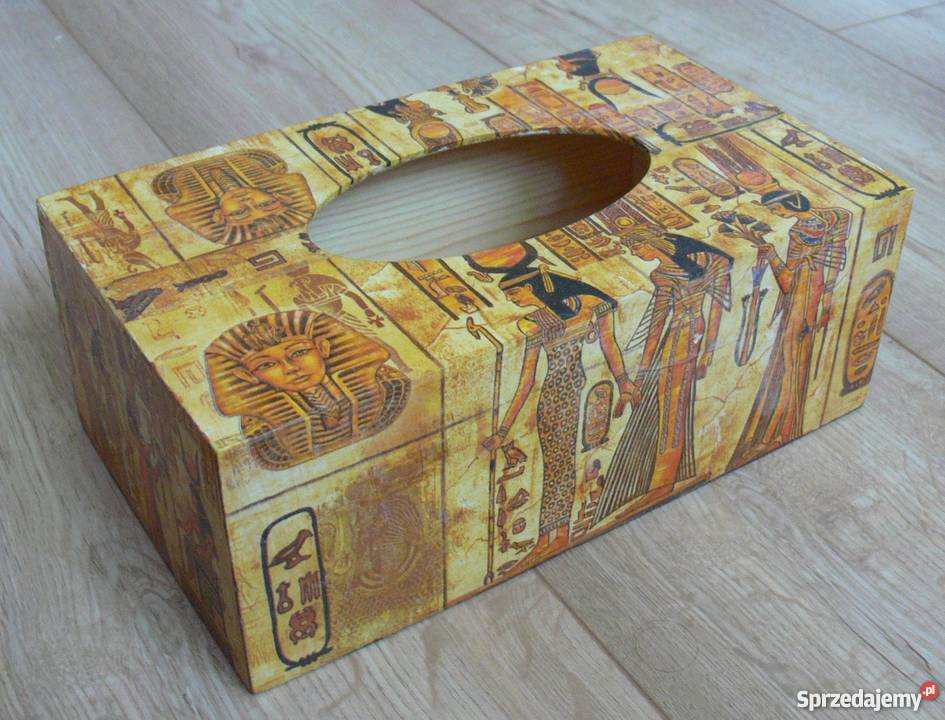 Pojemnik drewniany chustecznik decoupage prezent mazowieckie sprzedam