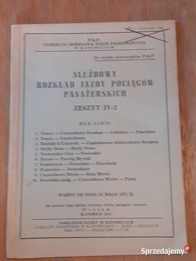 PKP 1971 Służbowy Rozkład Jazdy Pociągów śląskie Chorzów sprzedam