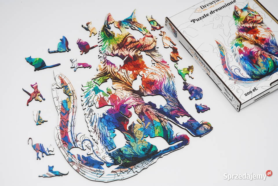 Puzzle Drewniane Premium EKO Układanka KOT Łódź