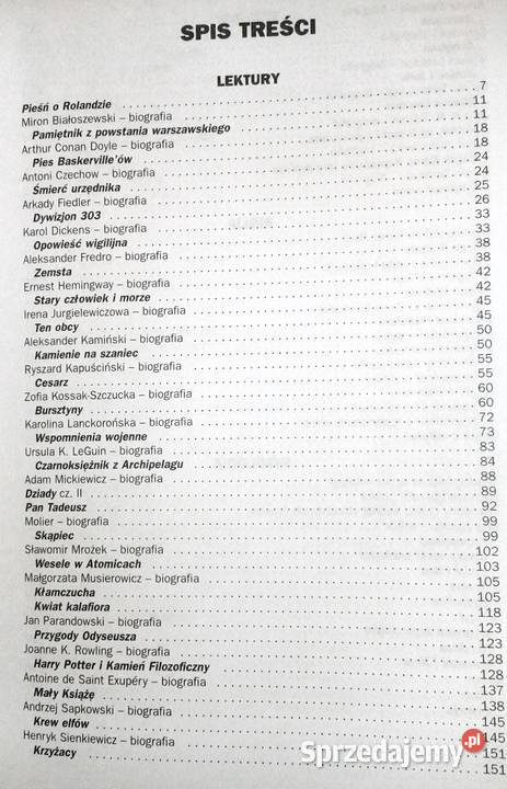 Opracowania lektur i wierszy Gimnazjum B Wojnar