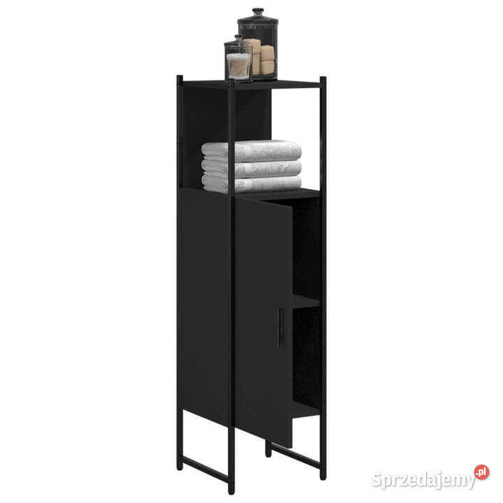Szafka łazienkowa czarna 33x33x1205 materiał