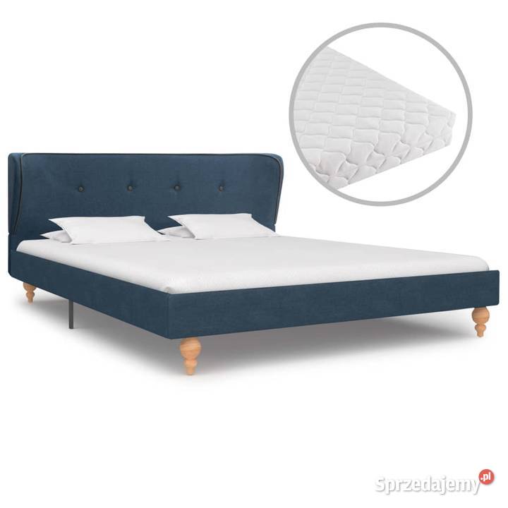 vidaXL Rama łóżka, niebieska, tapicerowana 280579