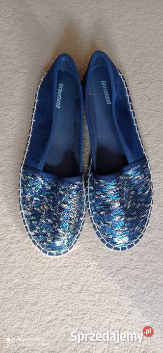 Espadryle niebieskie z cekinami 37 Balerinki Warszawa