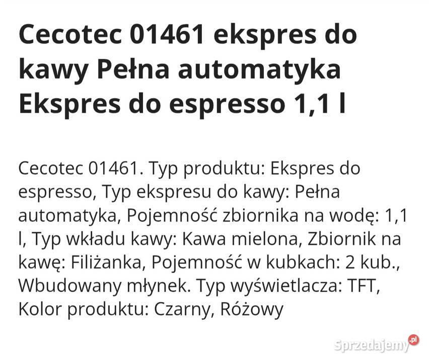 Ekspres ciśnieniowy automatyczny Cocetech Hażlach