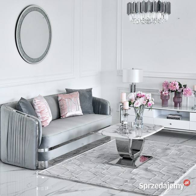 Sofa MADONNA Plisowana Szara Srebrna 3 os 210cm mazowieckie Warszawa