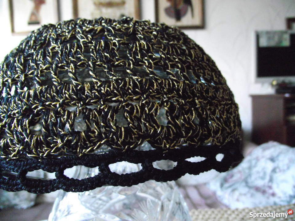 BIŻUTERYJNA ZŁOTO CZARNA WIZYTOWA CZAPECZKA Dla kobiet Piła