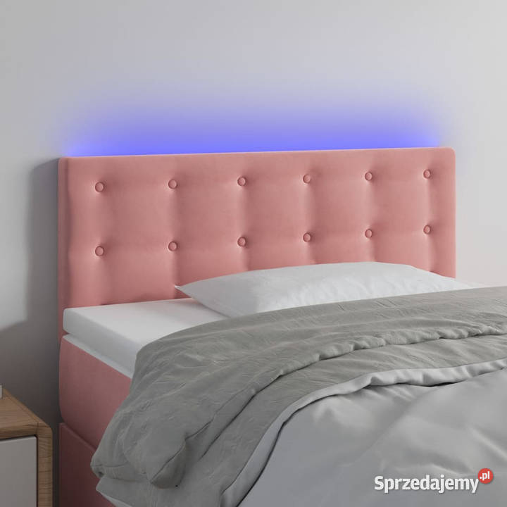 Zagłówek do łóżka z LED różowy 90x5x7888 aksamit Warszawa