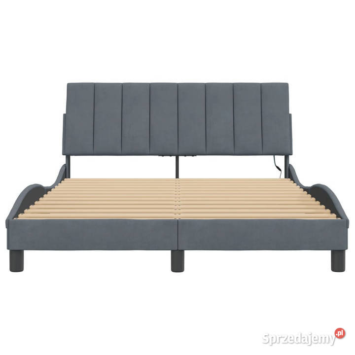 Rama łóżka z LED ciemnoszara aksamitna 140x200 mazowieckie Warszawa sprzedam