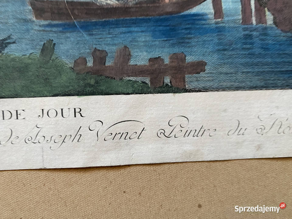 Stara rycina kolorowa XIX wiek duża Warszawa