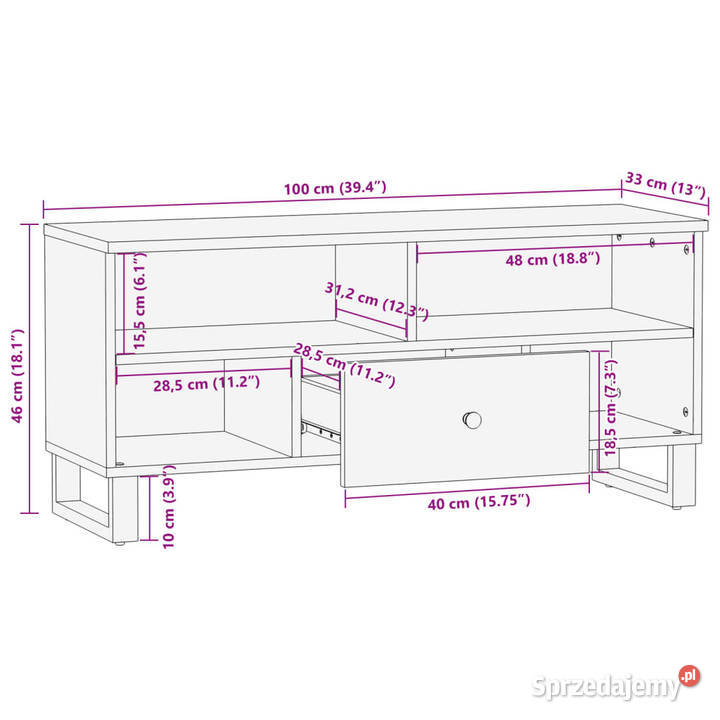 Szafka RTV 100x33x46 drewno i materiał Warszawa