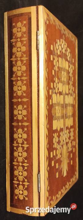 Pudełko ozdobne drewniane inkrustowane słomą Warszawa