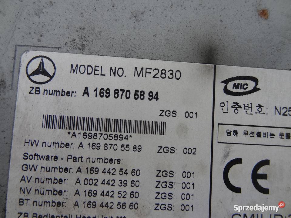 RADIO CD MERCEDES W245 A1698705894 A1698705589