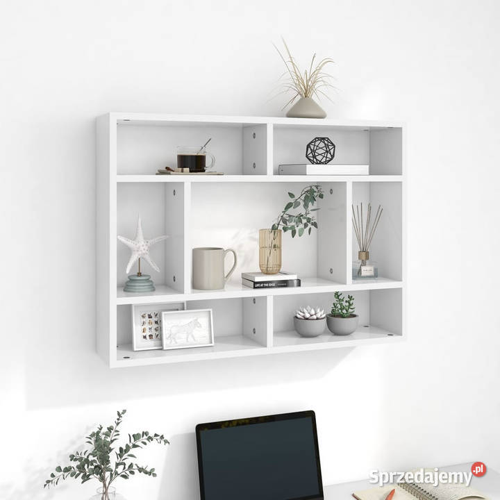 Półka ścienna biała 75x16x55 materiał Warszawa