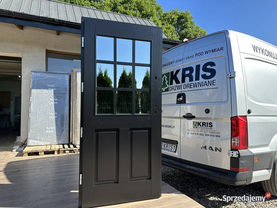 Drzwi drewniane RĘKI Angielskie Czarne CAŁA