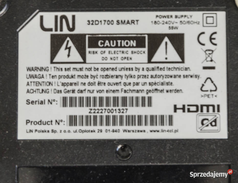 Telewizor LIN 32D1700 SMART 32 LED HD Ready Częstochowa