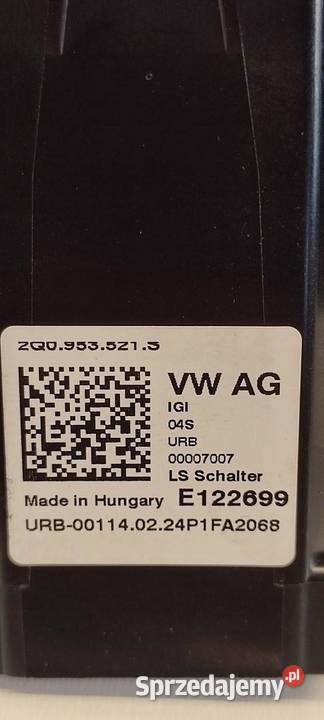 SEAT ARONA 2024 MANETKI TAŚMA ZWIJAK 2Q0959653 osobowe dolnośląskie