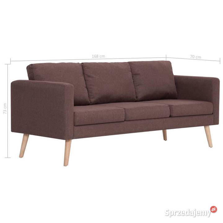 3osobowa sofa tapicerowana tkaniną brązowa Warszawa