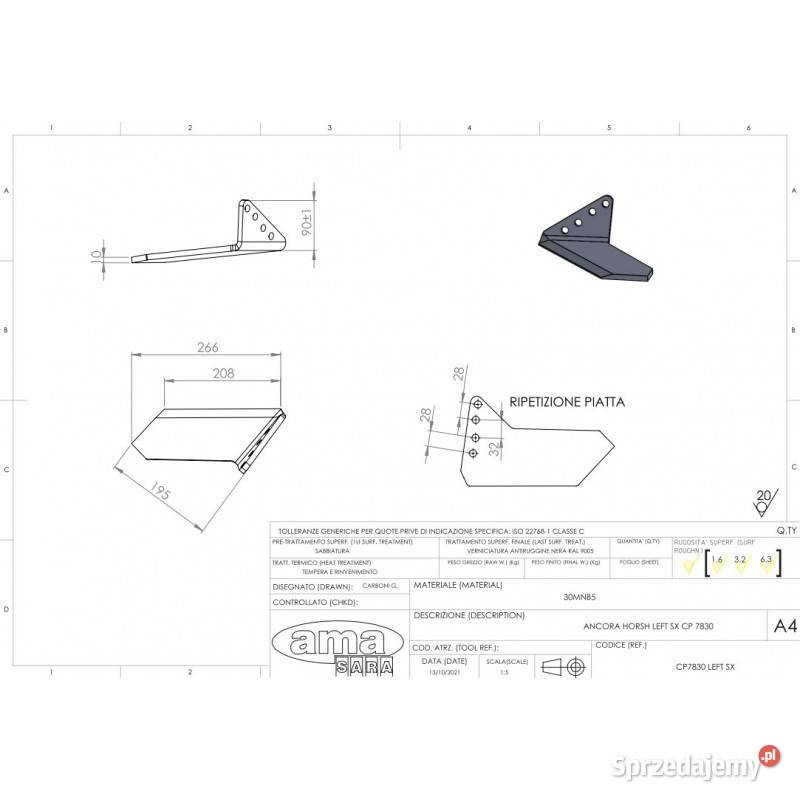 Horsch lemiesz lewy 4 otoworowy 34060856 CP7830 Rolnictwo małopolskie