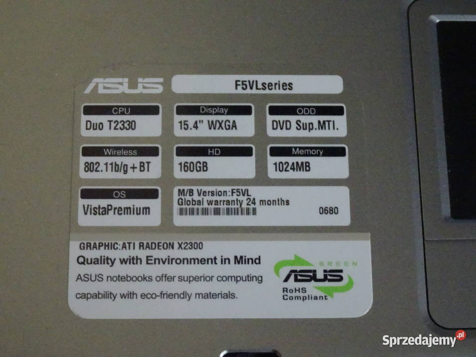 Asus F5VL series myszka usb oryginalne CD Asus Katowice