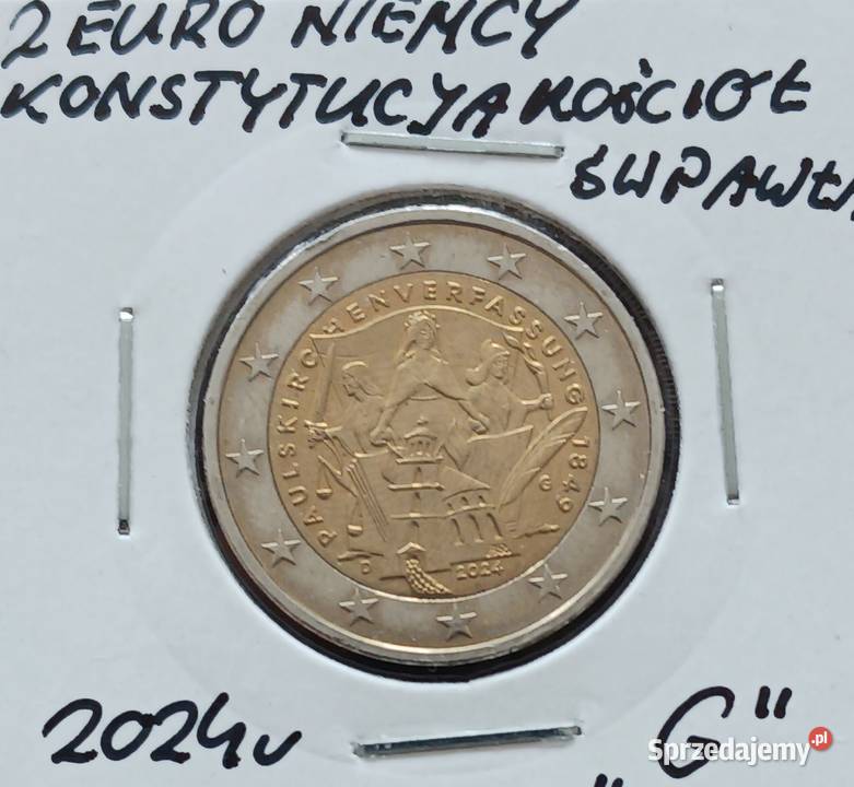 2 Euro Niemcy 2024 r men G Rocznica Konstytucji Numizmatyka wielkopolskie Konin