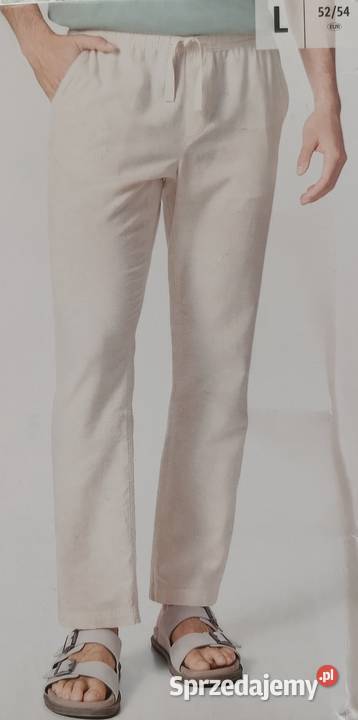 LIVERGY spodnie męskie z lnem i bawełną beżowe warmińsko-mazurskie Ełk sprzedam