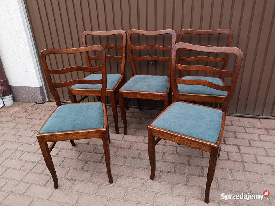 Krzesła ARTDECO Stare Antyk Komplet 5 Sztuk Swarzędz