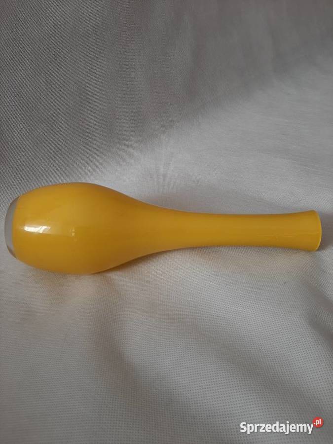 Szklany żółty wysoki wazon w stylu Art Deco kujawsko-pomorskie Inowrocław sprzedam