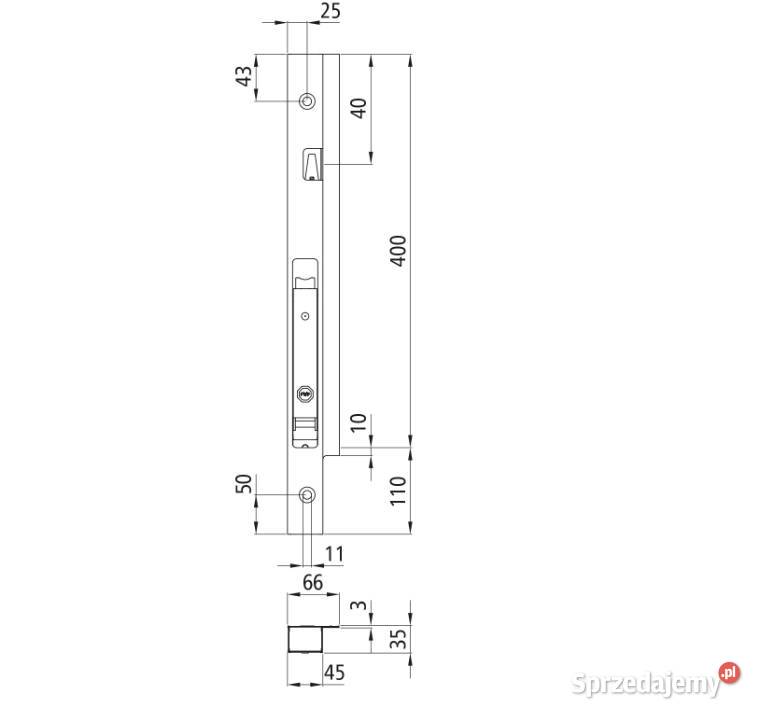 Słupek Blueline 400 mm DL przód lewy