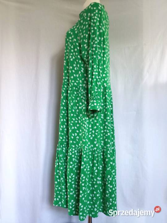 Sukienka długie rękawy Zielona r 38 HM wiskoza Białystok