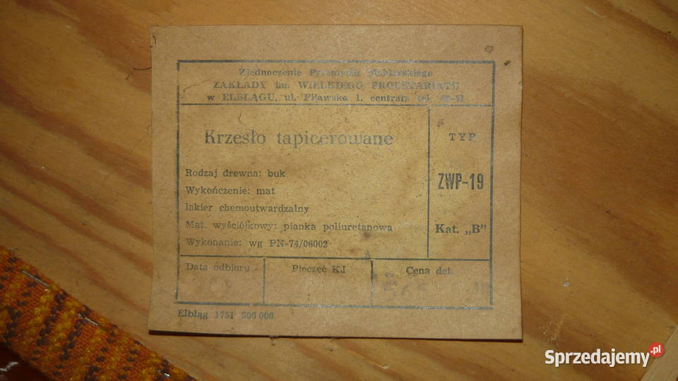 Krzesła tapicerowane z PRL typ ZWP19 Komplet 4 Sokółka