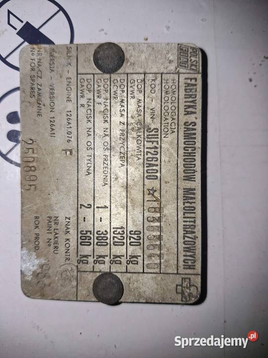 Tabliczki znamionowe FSM fiat 126p 2 sztuki Pozostałe