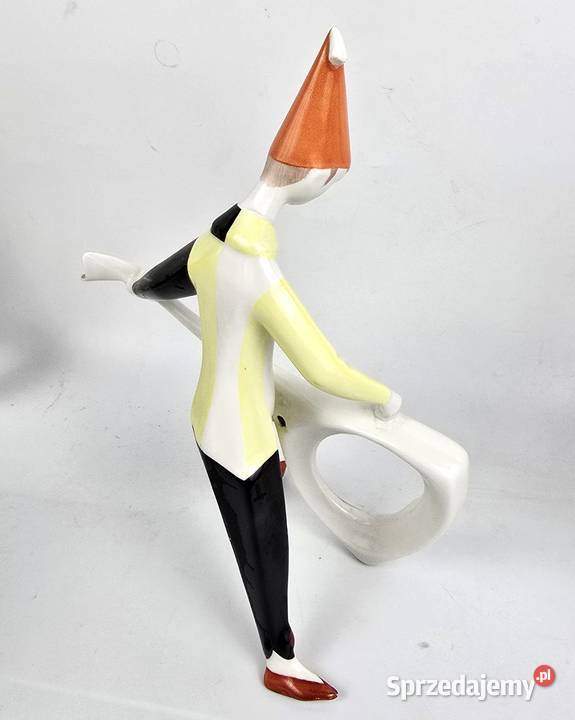 Klaun z gitarą Art Deco Jen Hanzly Aquincum Porcelana i szkło mazowieckie