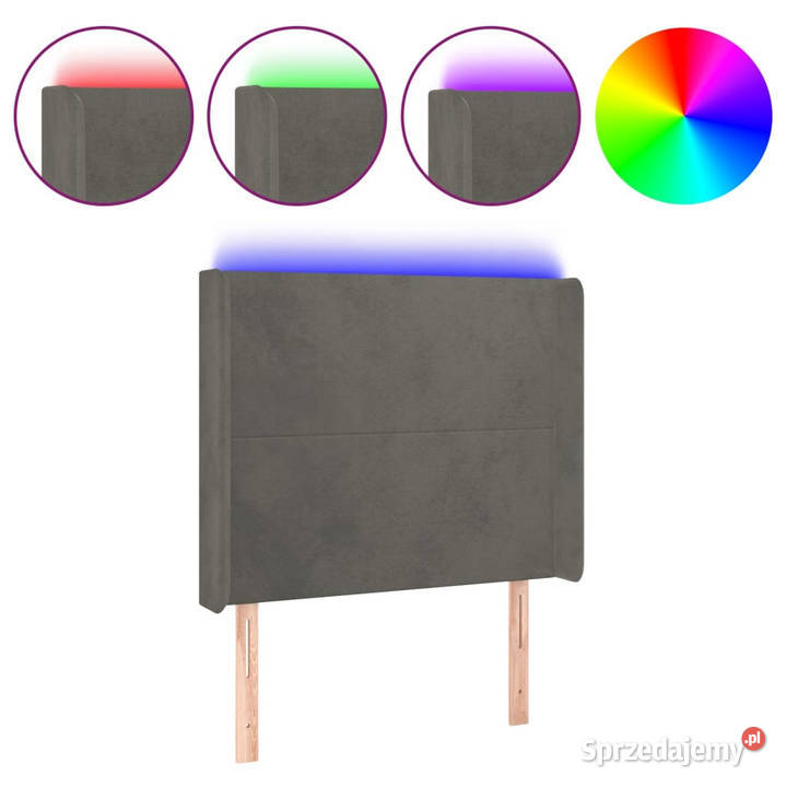 Zagłówek do łóżka z LED ciemnoszary 93x16x118128