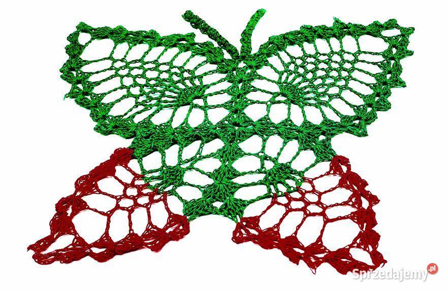 Serwetka na szydełku rękodzieło motyl odcienie zieleni Dekoracje i ozdoby Poznań