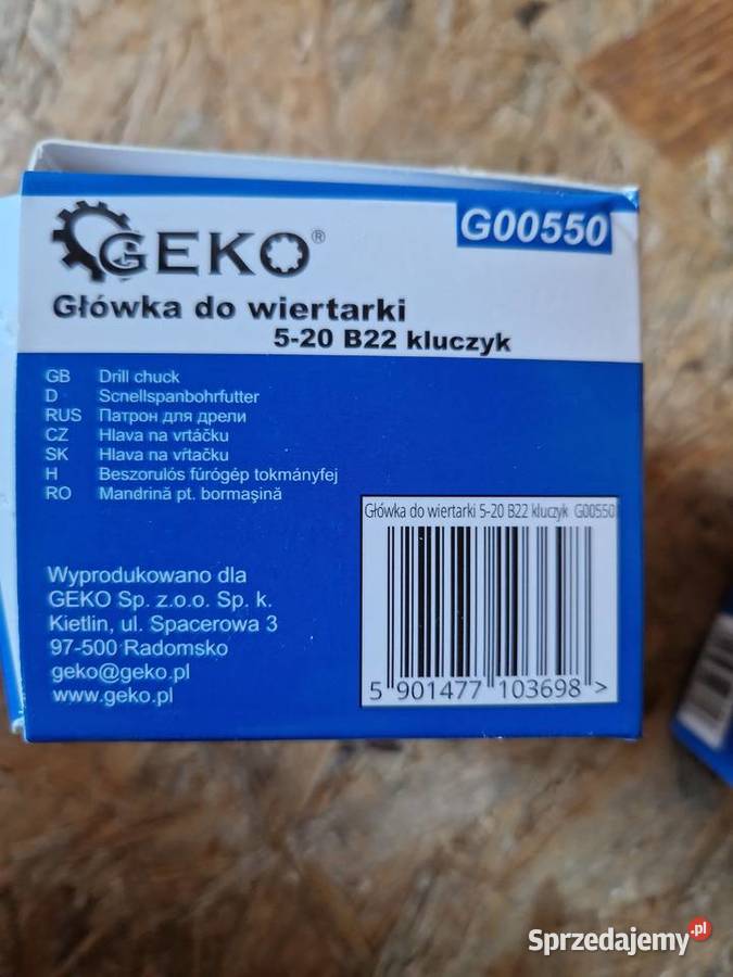 Geko Uchwyt do wiertarki 520mm B22 kluczyk Głogowa