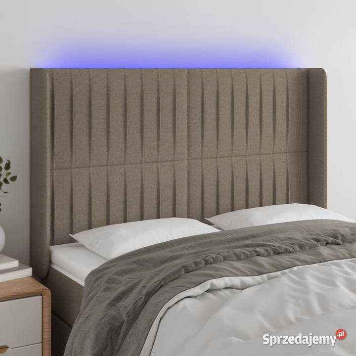 Zagłówek do łóżka z LED taupe 147x16x118128