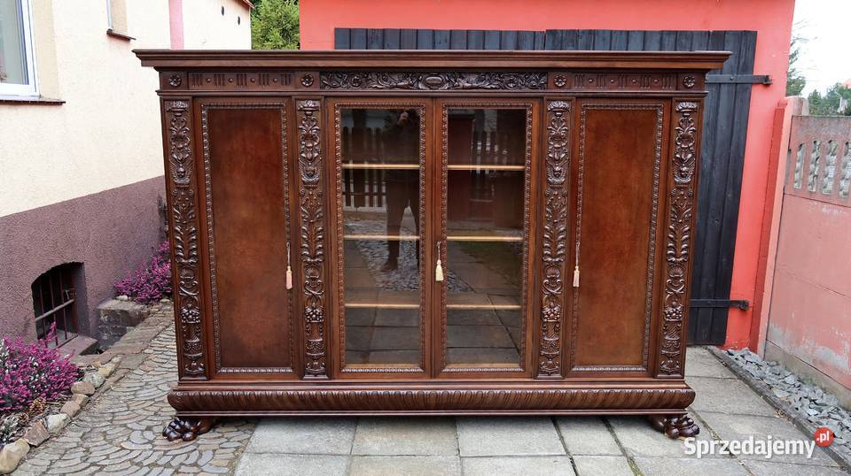 Unikatowa Neorenesansowa Dębowa Biblioteka 1920