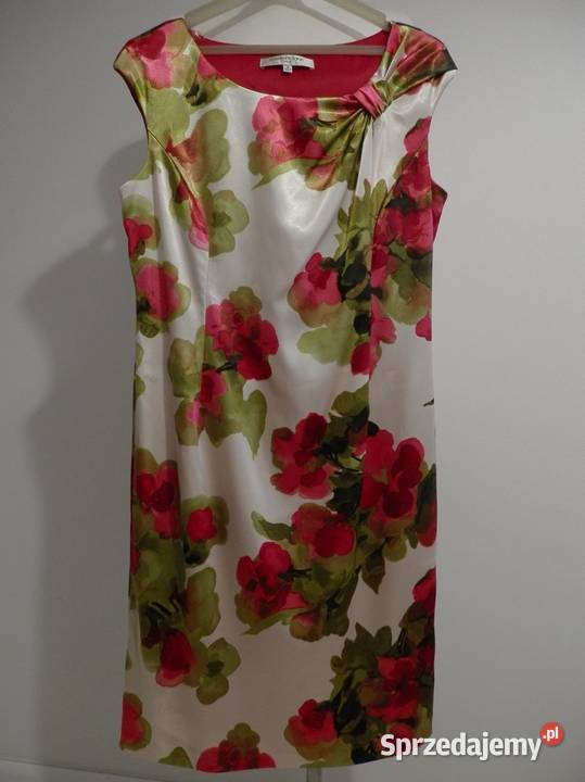 Sukienka Wieczorowa Imprezowa Satynowa brązowy/beżowy Łomża