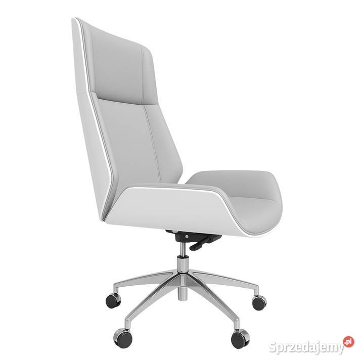 Fotel obrotowy biurowy biało szary srebrna noga Golkowice