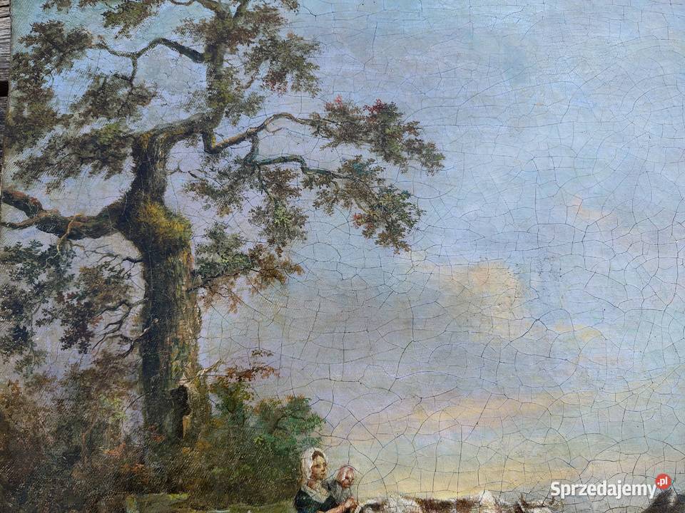 stary obraz olejny Pastwisko