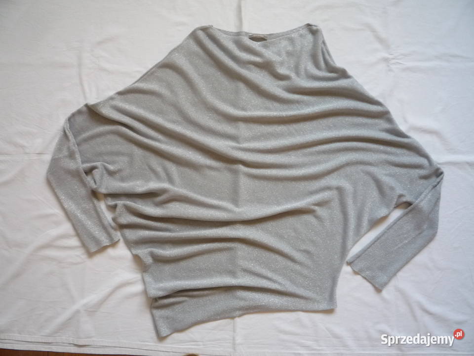 Orsay 38M 40L Bluzka oversize Szara ze srebrną długi Bluzki i koszule Szczecin