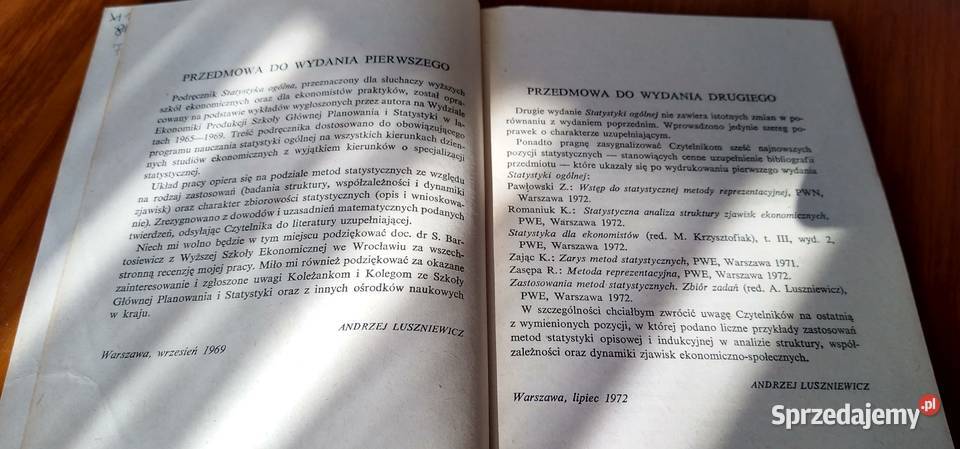 Statystyka ogólna Andrzej Luszniewicz wyd 3 1977 matematyka, statystyka Gdańsk